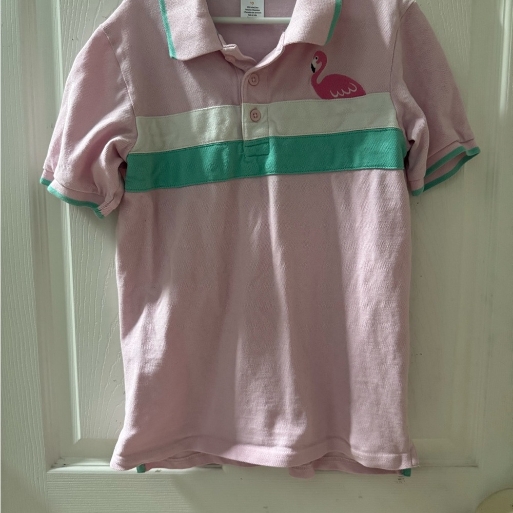 Gymboree Pink and Green Polo Shirt Casual Cotton Blend